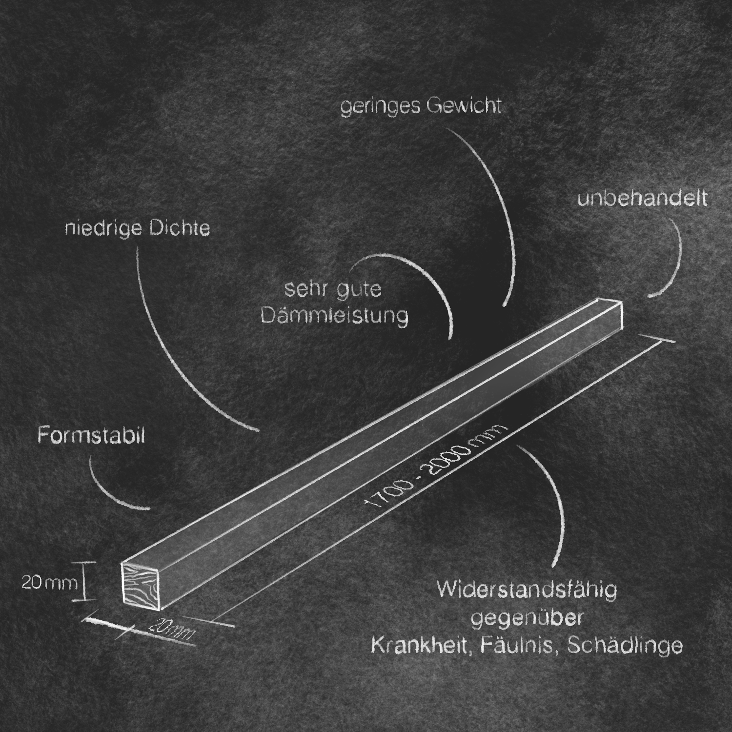 Paulownia Konstruktionsholz - 16er Pack - 2cm x 2cm